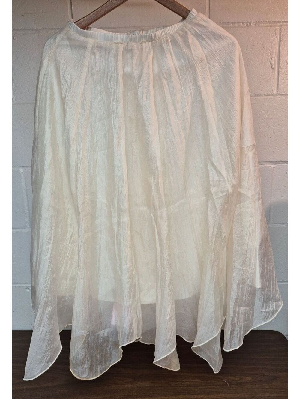 White Sheer Midi Skirt with Elastic Waistband and Lining